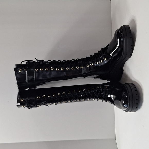 Gianni Bini Black Sky Scraper Whimsigoth Lug Sole Punk Platform Boots Size 7.5 - Picture 10 of 13